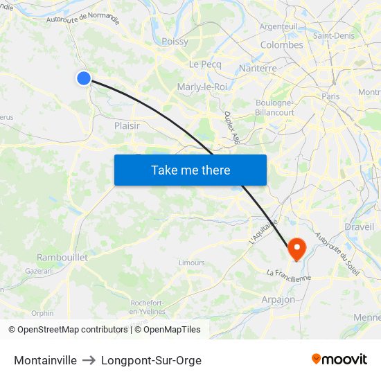 Montainville to Longpont-Sur-Orge map
