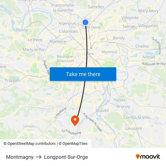 Montmagny to Longpont-Sur-Orge map