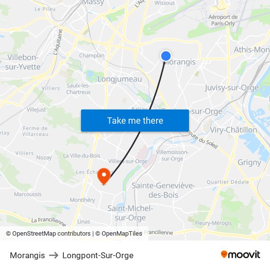 Morangis to Longpont-Sur-Orge map