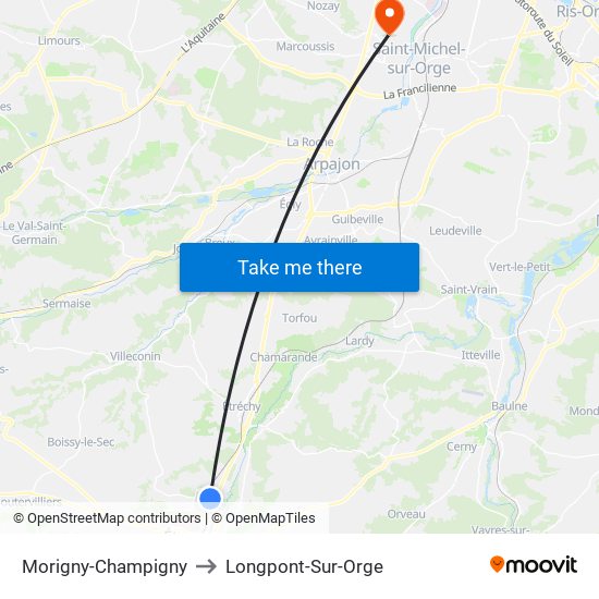 Morigny-Champigny to Longpont-Sur-Orge map