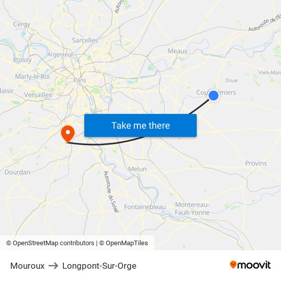 Mouroux to Longpont-Sur-Orge map