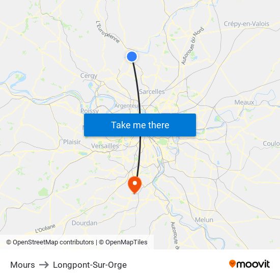 Mours to Longpont-Sur-Orge map