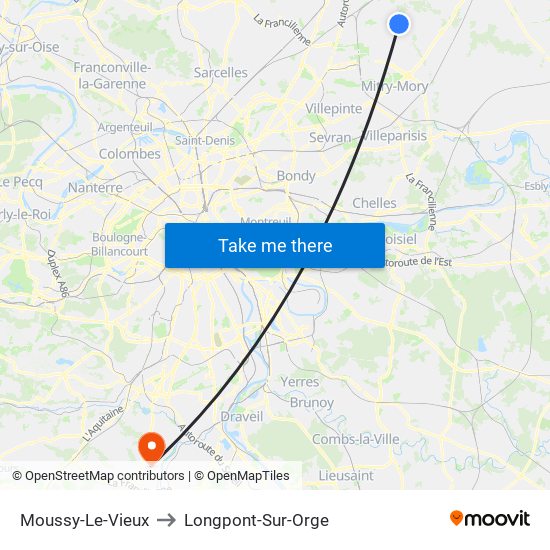 Moussy-Le-Vieux to Longpont-Sur-Orge map