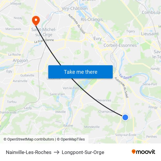 Nainville-Les-Roches to Longpont-Sur-Orge map