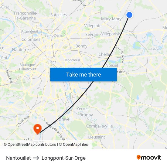 Nantouillet to Longpont-Sur-Orge map