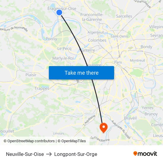 Neuville-Sur-Oise to Longpont-Sur-Orge map