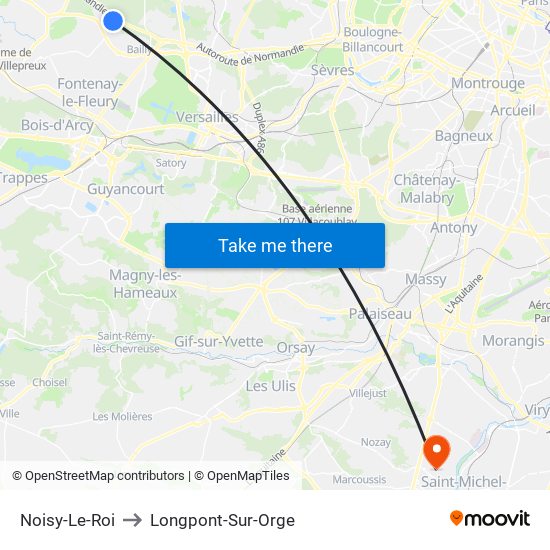 Noisy-Le-Roi to Longpont-Sur-Orge map