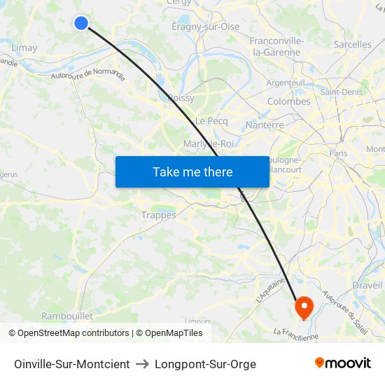 Oinville-Sur-Montcient to Longpont-Sur-Orge map