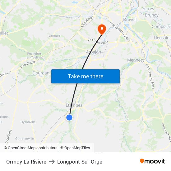 Ormoy-La-Riviere to Longpont-Sur-Orge map