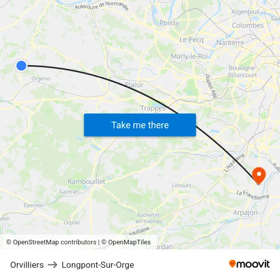 Orvilliers to Longpont-Sur-Orge map