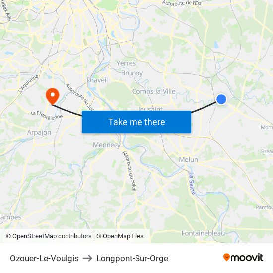 Ozouer-Le-Voulgis to Longpont-Sur-Orge map