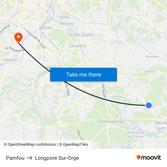 Pamfou to Longpont-Sur-Orge map