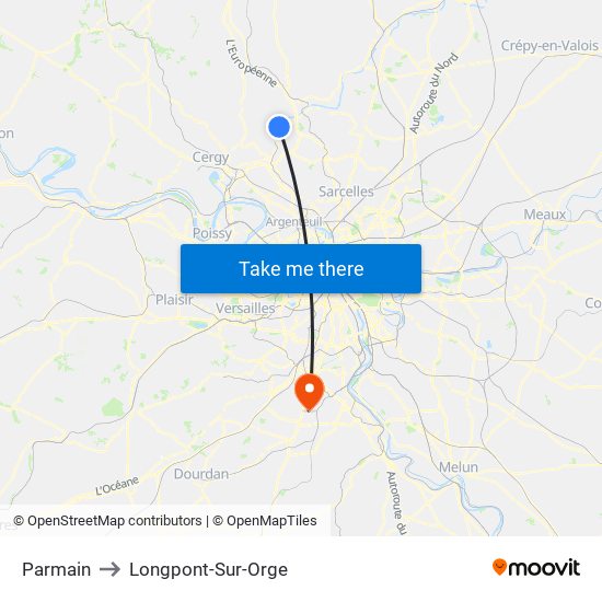 Parmain to Longpont-Sur-Orge map