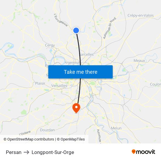 Persan to Longpont-Sur-Orge map