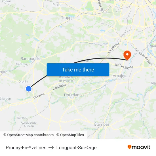 Prunay-En-Yvelines to Longpont-Sur-Orge map
