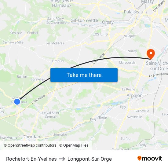 Rochefort-En-Yvelines to Longpont-Sur-Orge map