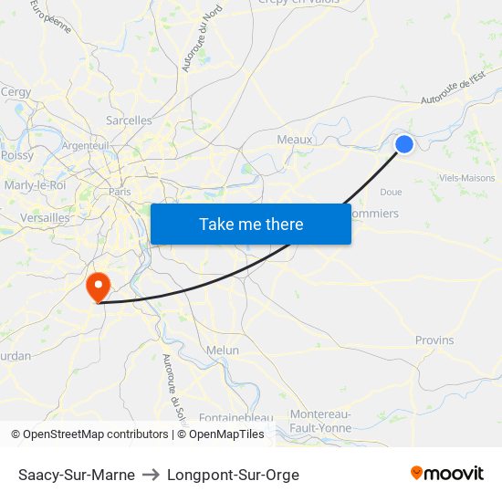 Saacy-Sur-Marne to Longpont-Sur-Orge map
