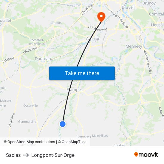 Saclas to Longpont-Sur-Orge map