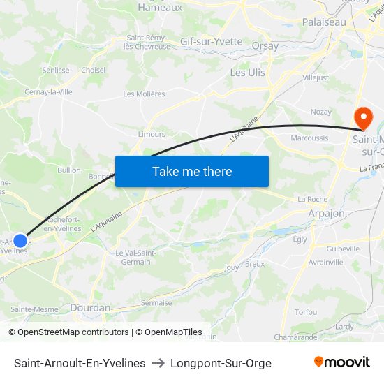 Saint-Arnoult-En-Yvelines to Longpont-Sur-Orge map