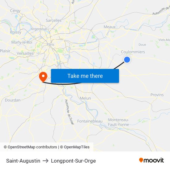 Saint-Augustin to Longpont-Sur-Orge map