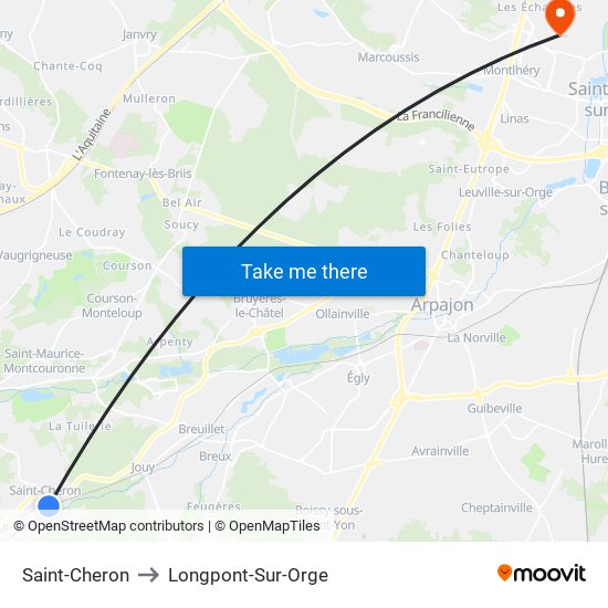 Saint-Cheron to Longpont-Sur-Orge map