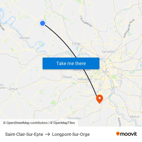Saint-Clair-Sur-Epte to Longpont-Sur-Orge map