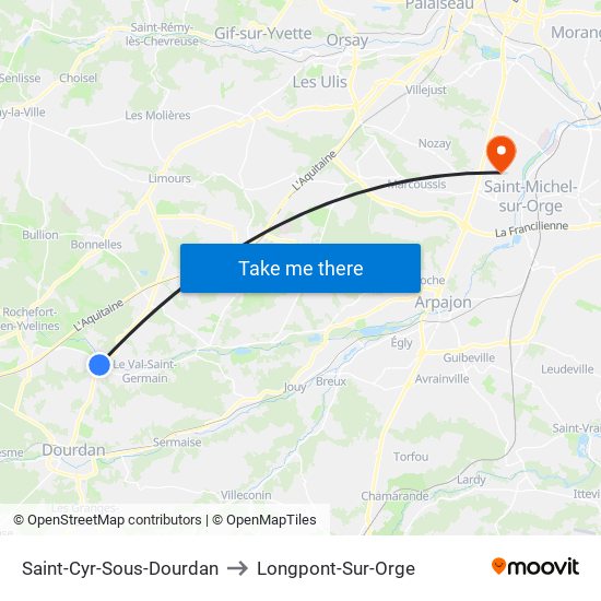 Saint-Cyr-Sous-Dourdan to Longpont-Sur-Orge map