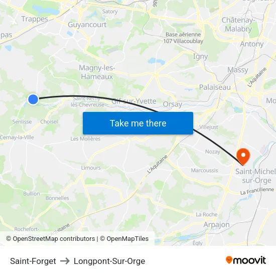 Saint-Forget to Longpont-Sur-Orge map