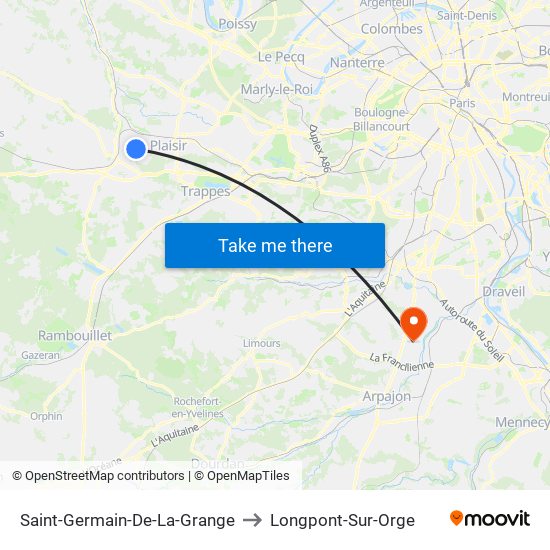 Saint-Germain-De-La-Grange to Longpont-Sur-Orge map