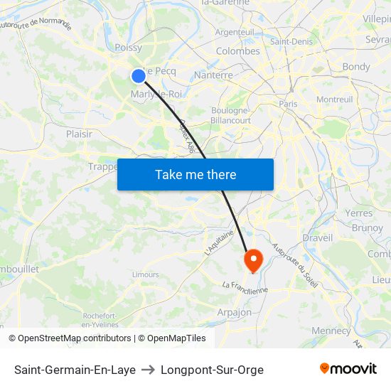 Saint-Germain-En-Laye to Longpont-Sur-Orge map