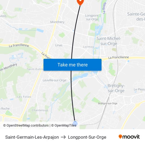 Saint-Germain-Les-Arpajon to Longpont-Sur-Orge map