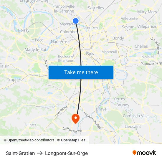 Saint-Gratien to Longpont-Sur-Orge map
