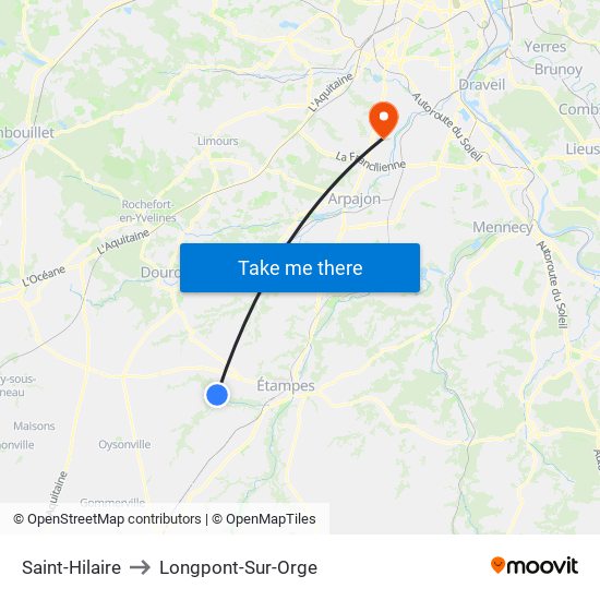 Saint-Hilaire to Longpont-Sur-Orge map