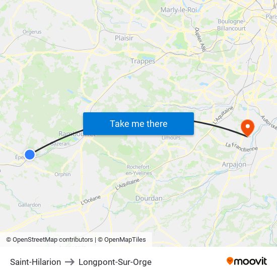Saint-Hilarion to Longpont-Sur-Orge map