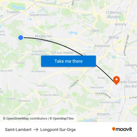 Saint-Lambert to Longpont-Sur-Orge map