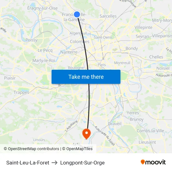 Saint-Leu-La-Foret to Longpont-Sur-Orge map