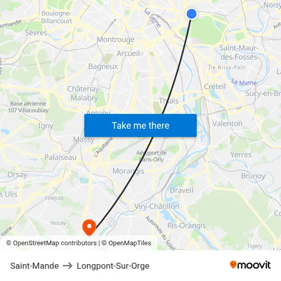 Saint-Mande to Longpont-Sur-Orge map
