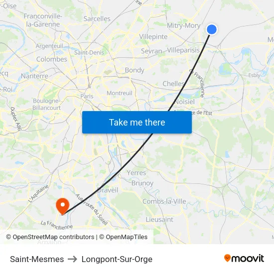 Saint-Mesmes to Longpont-Sur-Orge map