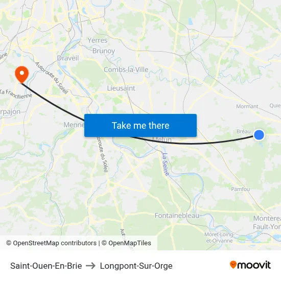 Saint-Ouen-En-Brie to Longpont-Sur-Orge map