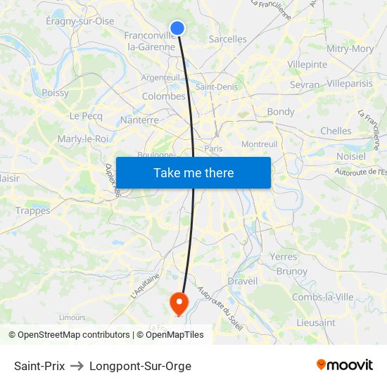 Saint-Prix to Longpont-Sur-Orge map