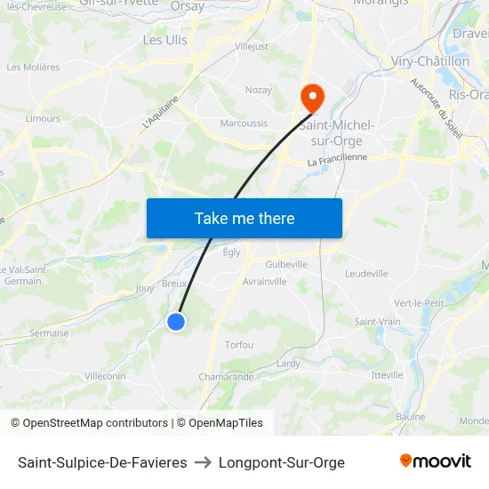 Saint-Sulpice-De-Favieres to Longpont-Sur-Orge map