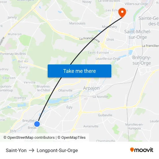 Saint-Yon to Longpont-Sur-Orge map