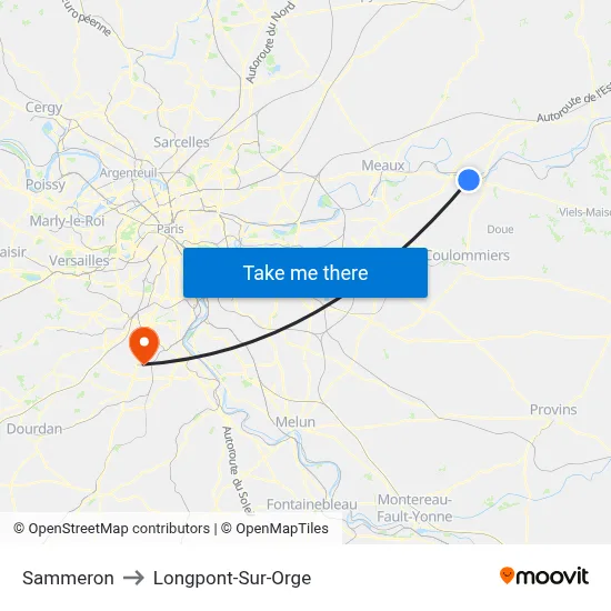 Sammeron to Longpont-Sur-Orge map