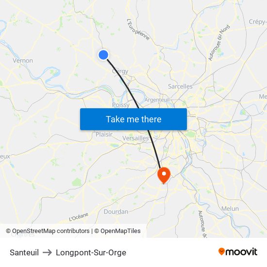 Santeuil to Longpont-Sur-Orge map