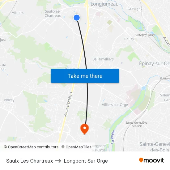 Saulx-Les-Chartreux to Longpont-Sur-Orge map
