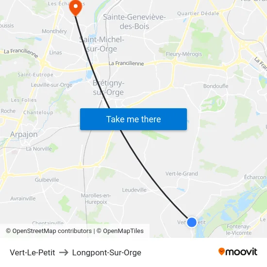 Vert-Le-Petit to Longpont-Sur-Orge map