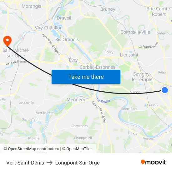 Vert-Saint-Denis to Longpont-Sur-Orge map
