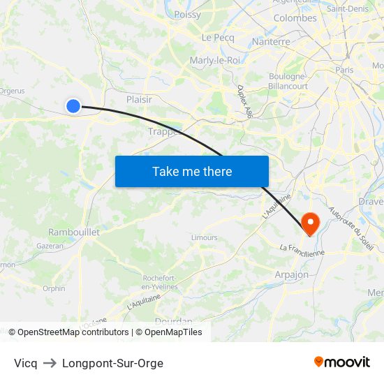 Vicq to Longpont-Sur-Orge map