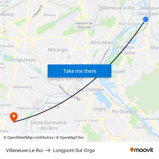 Villeneuve-Le-Roi to Longpont-Sur-Orge map