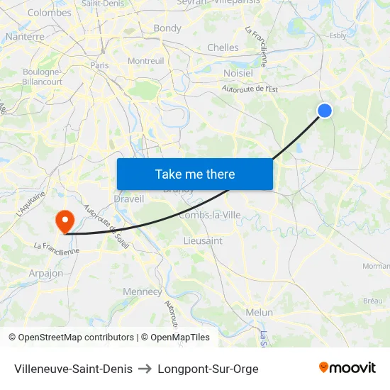 Villeneuve-Saint-Denis to Longpont-Sur-Orge map